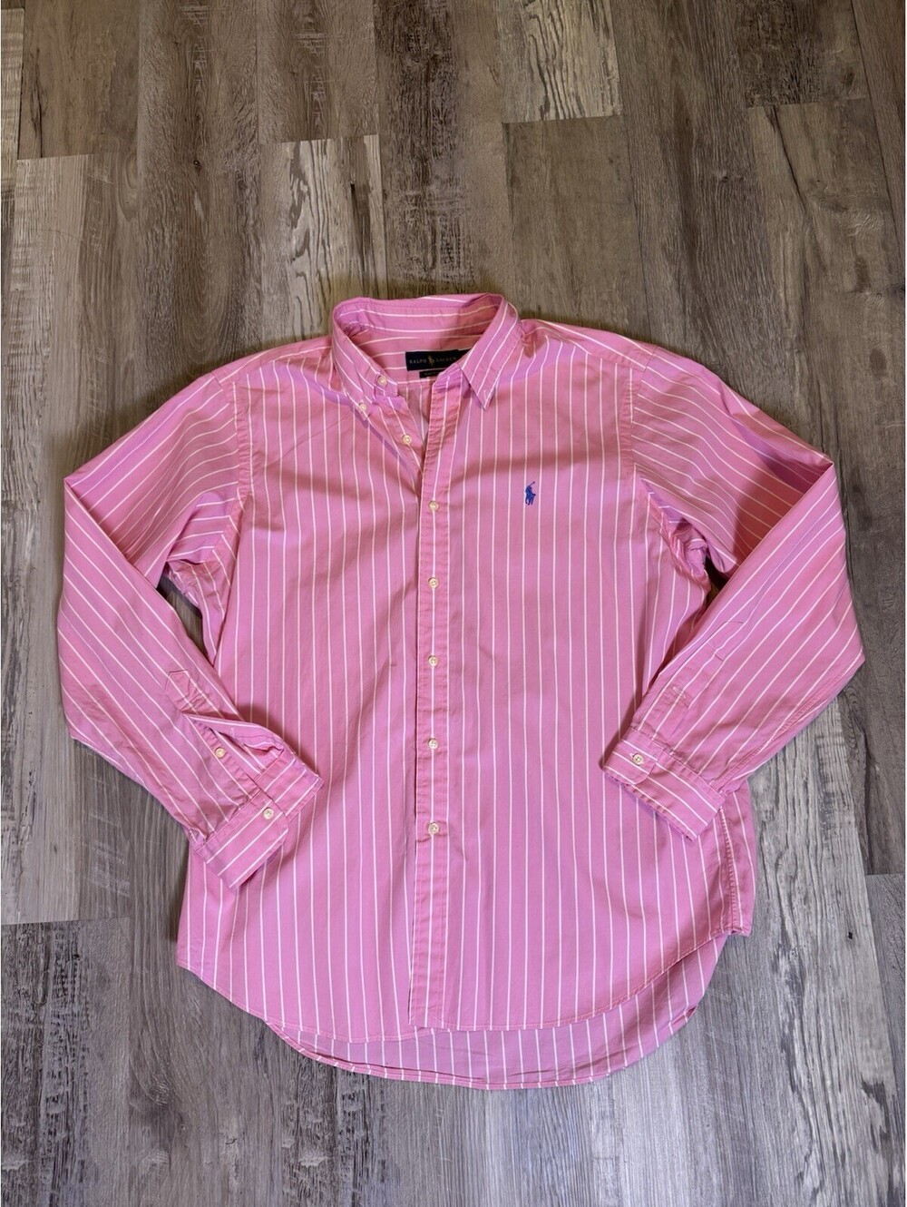 Polo Ralph Lauren Men XL Classic Fit Striped Button Down Shirt Pink White Cotton